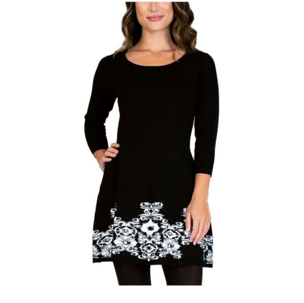 NWOT BCX Fit and Flare Sweater Dress, black, size S